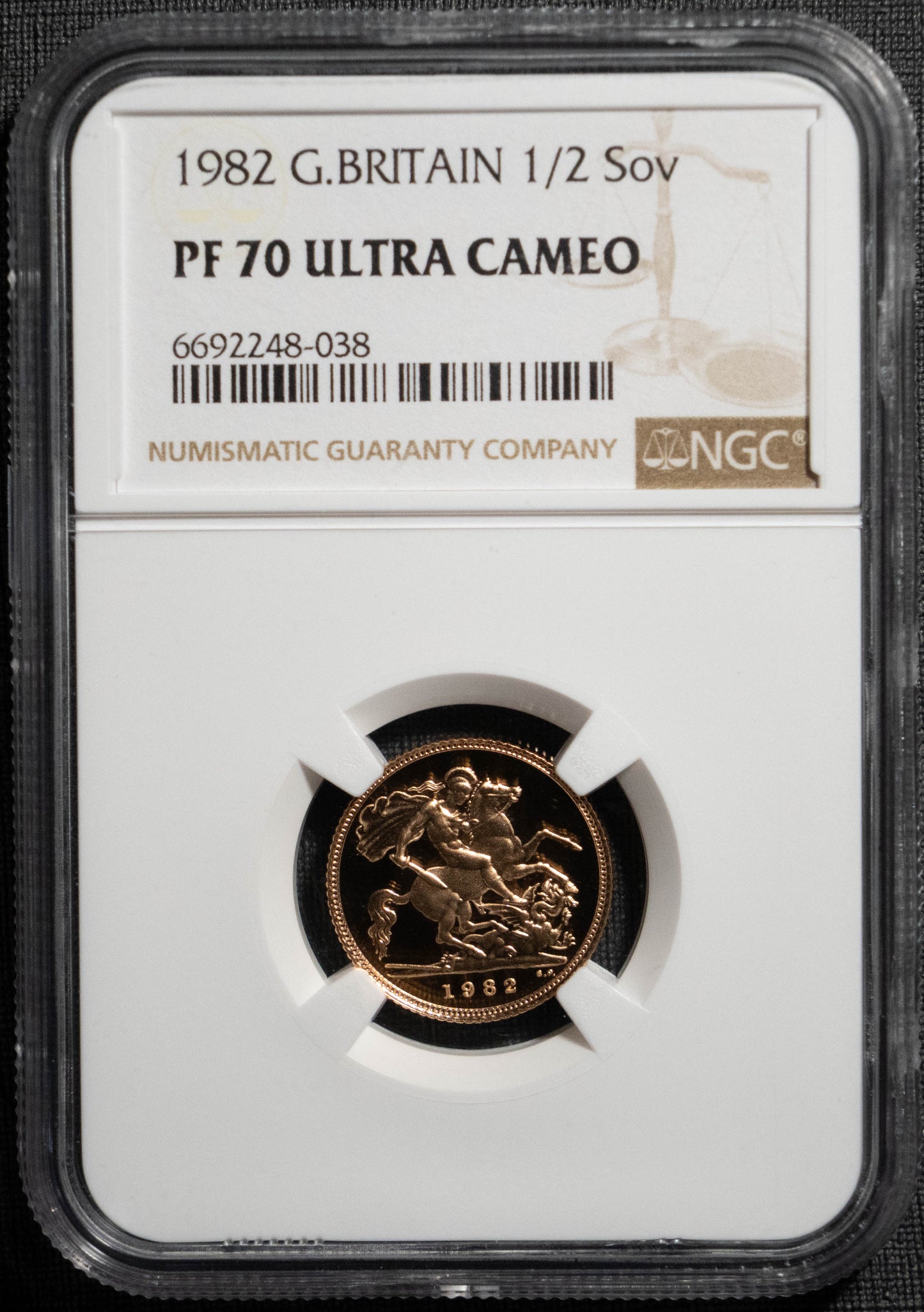 1982 ヤングエリザベス ハーフソブリン 金貨 NGC PF70UC