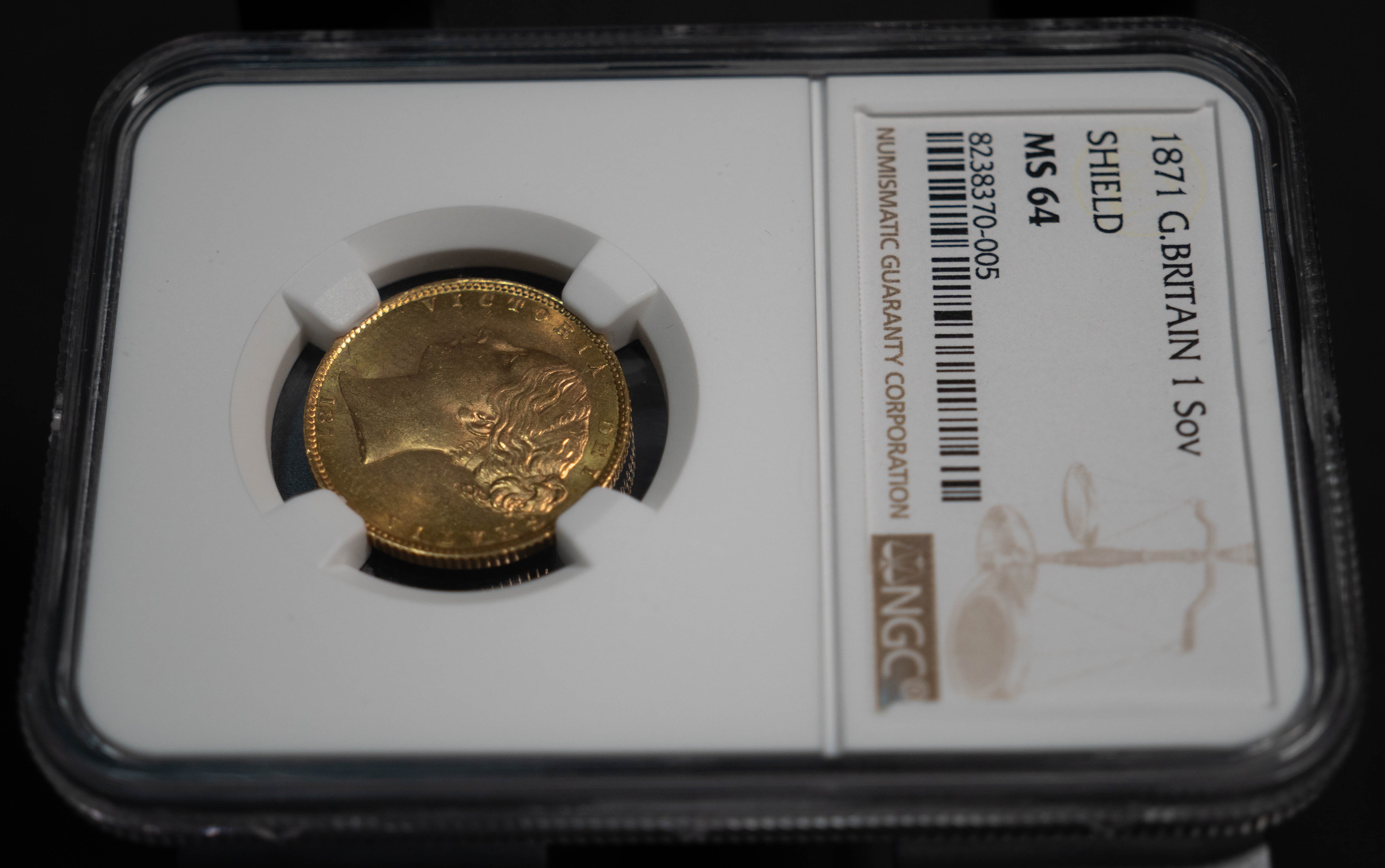1871 ヴィクトリア シールド ソブリン 金貨 NGC MS64 – TKMH GALLERY