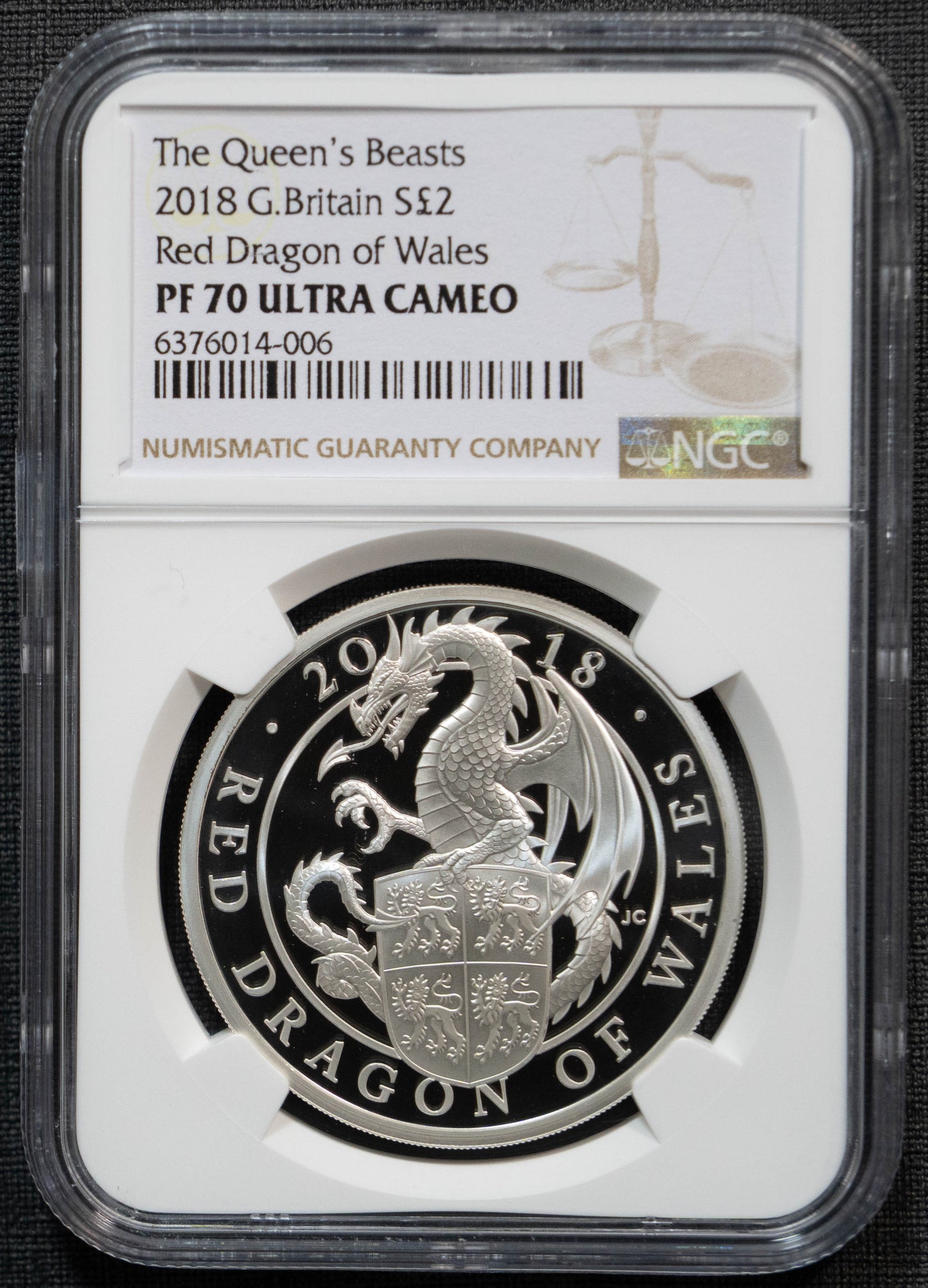 2018 レッドドラゴン NGC PF70UC 2ポンド 銀貨