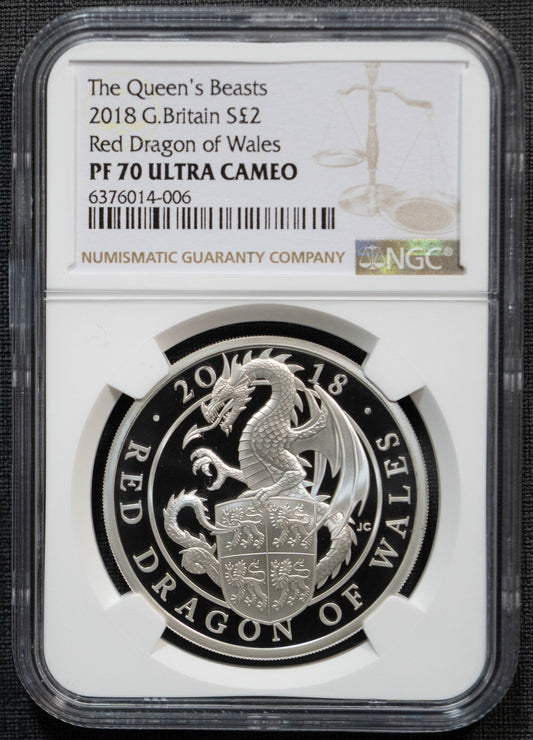 2018 レッドドラゴン NGC PF70UC 2ポンド 銀貨