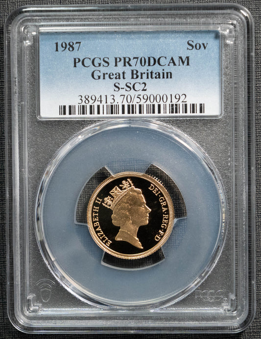 1987 ミドルエリザベス PCGS PR70DCAM ソブリン 金貨