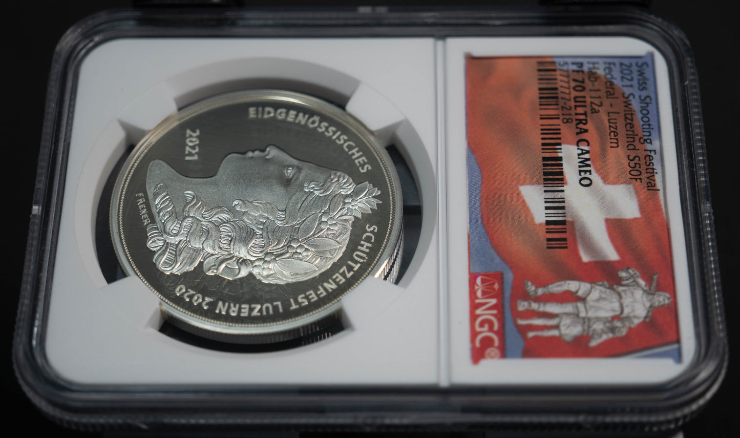 2021 スイス 射撃祭 NGC PF70UC 50フラン 銀貨 ルツェルン