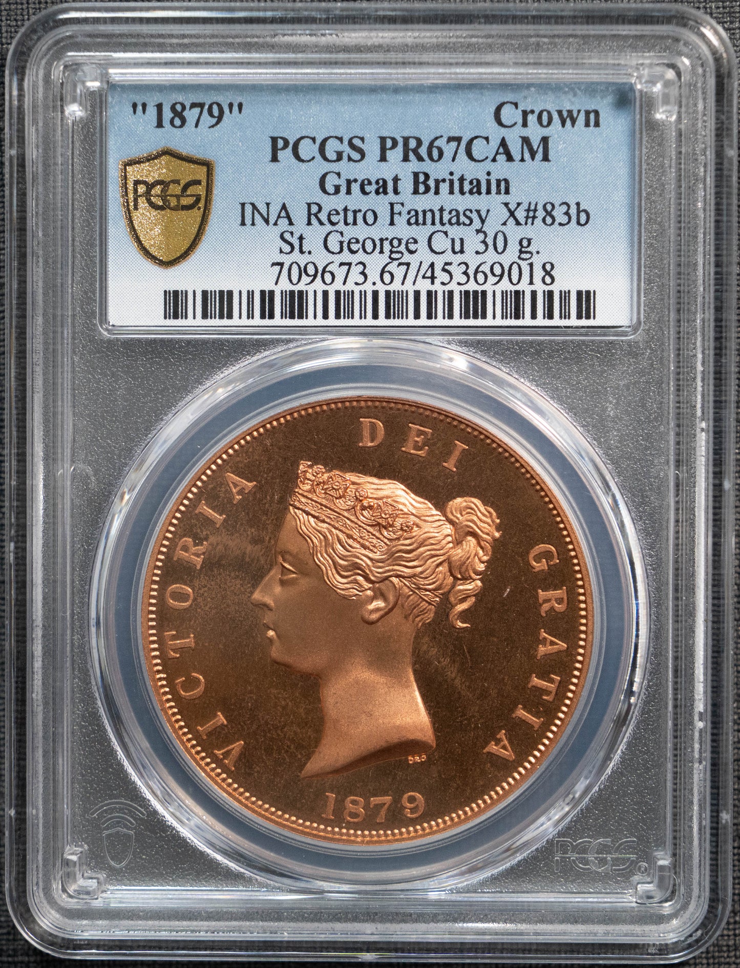 1879 イギリス ヴィクトリア PCGS PR67 INAレトロファンタジー クラウン銅貨