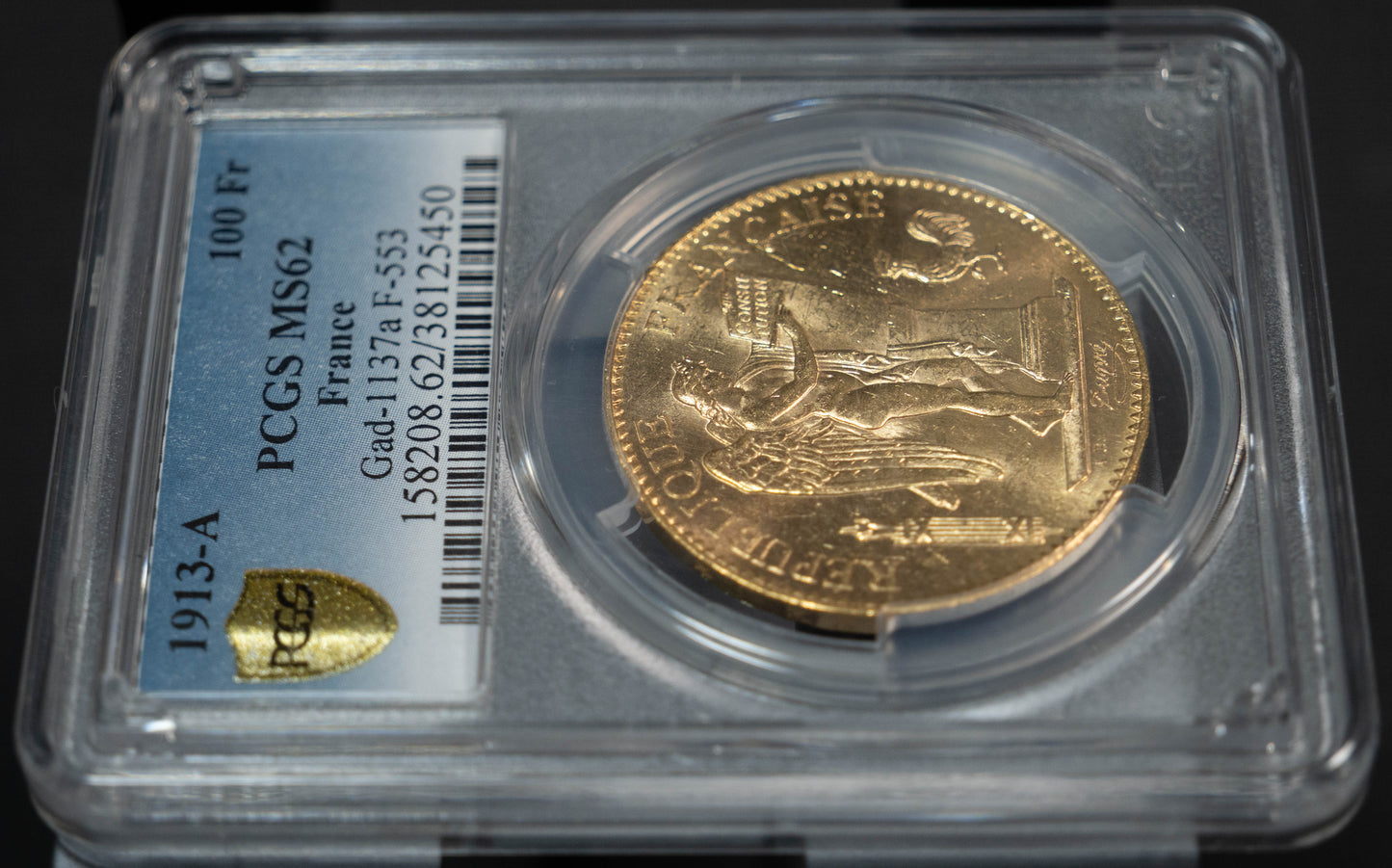 1913 フランス エンジェル 金貨 100フラン PCGS MS62