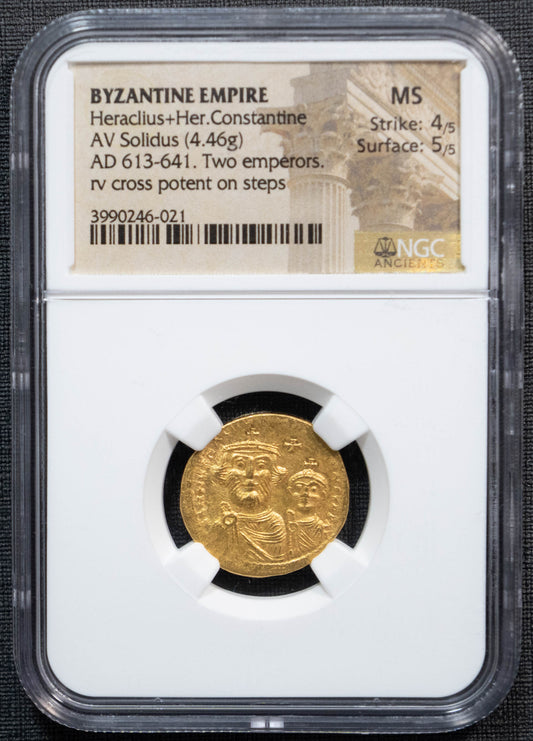 613-641 ビザンツ帝国 ソリダス金貨 東ローマ帝国 ビザンチン NGC MS 4・5