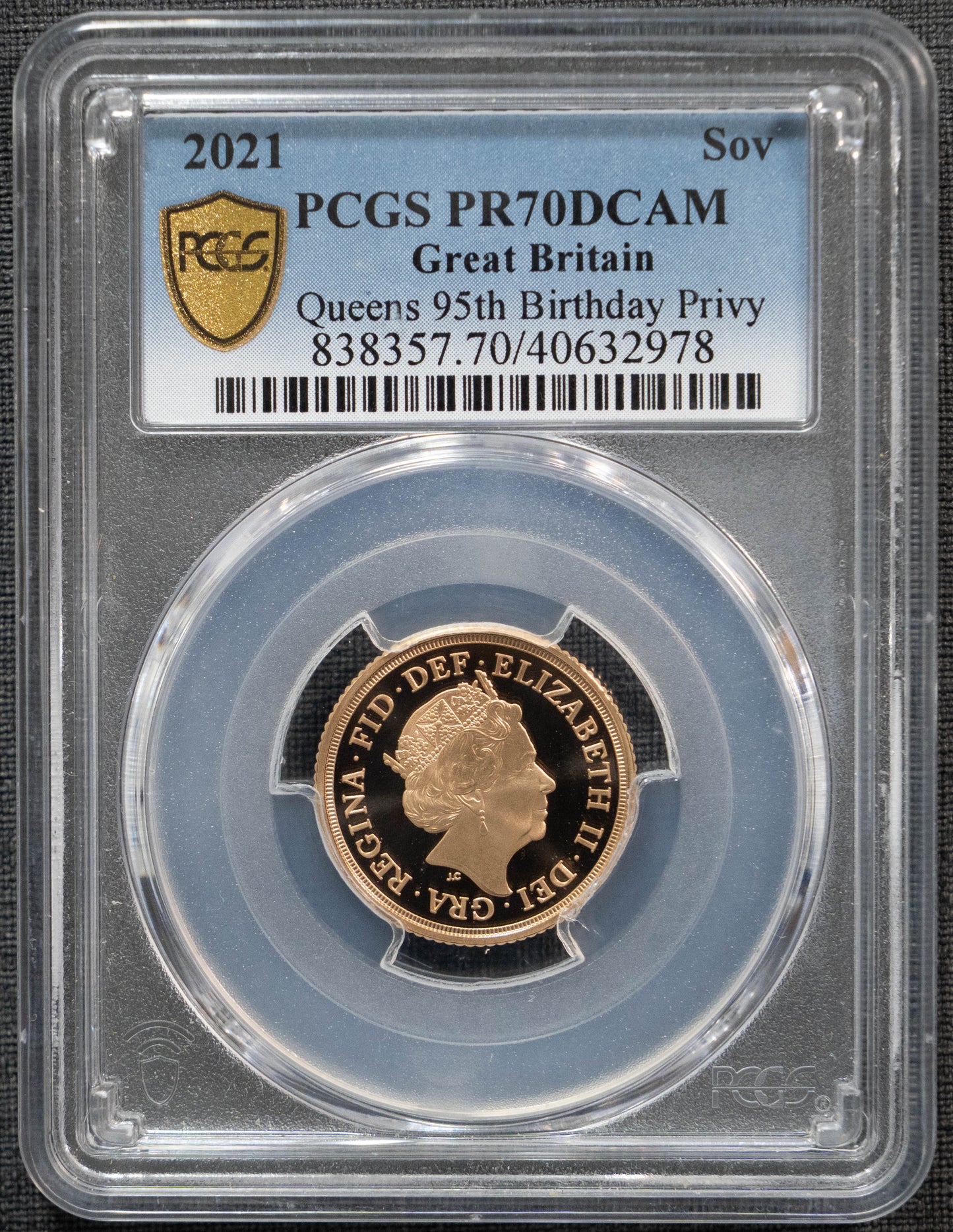 2021 イギリス  ソブリン 金貨 PCGS PR70CAM エリザベス女王 生誕95周年