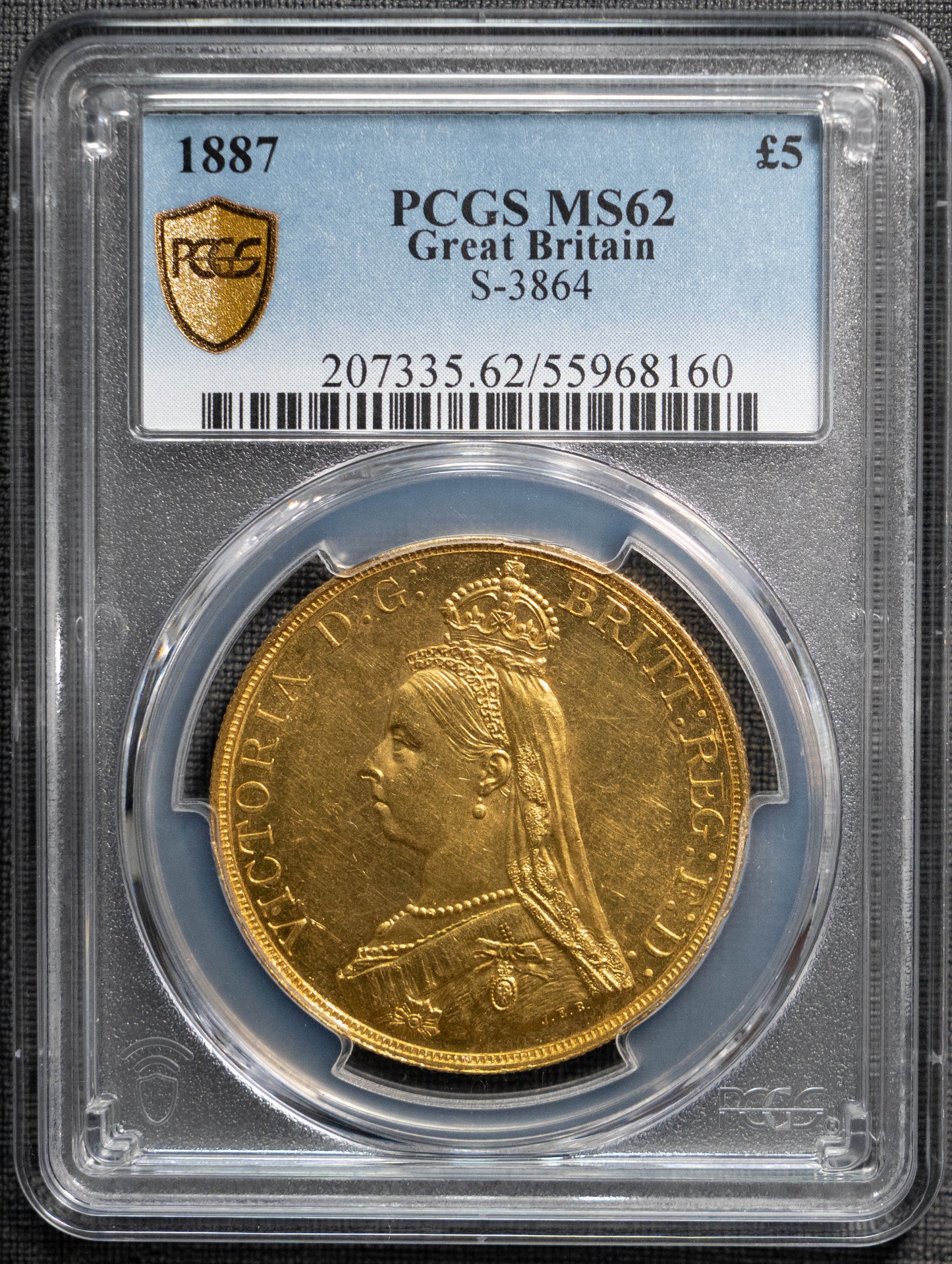 1887 ヴィクトリア ５ポンド 金貨 PCGS MS62 ジュビリーヘッド