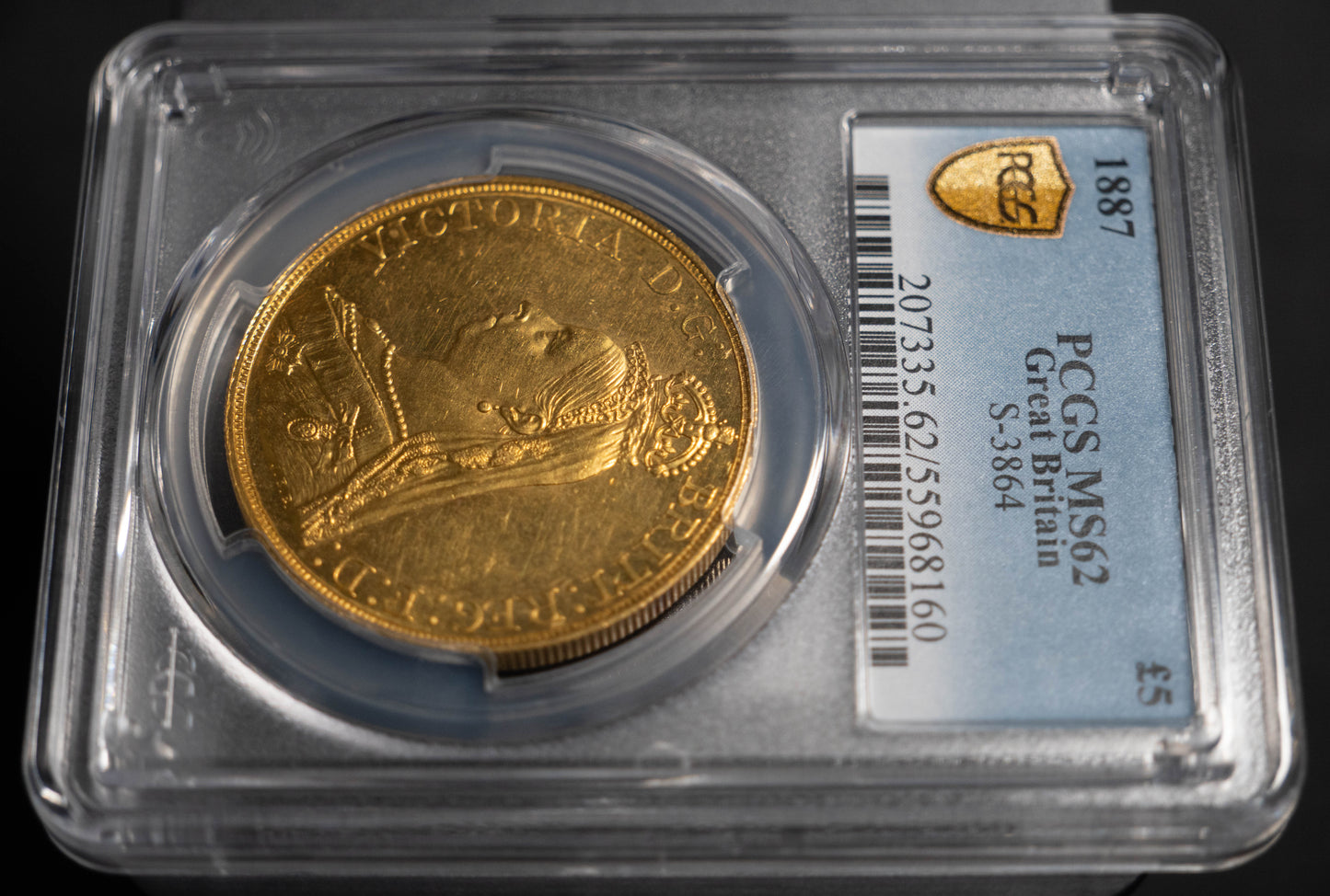 1887 ヴィクトリア ５ポンド 金貨 PCGS MS62 ジュビリーヘッド