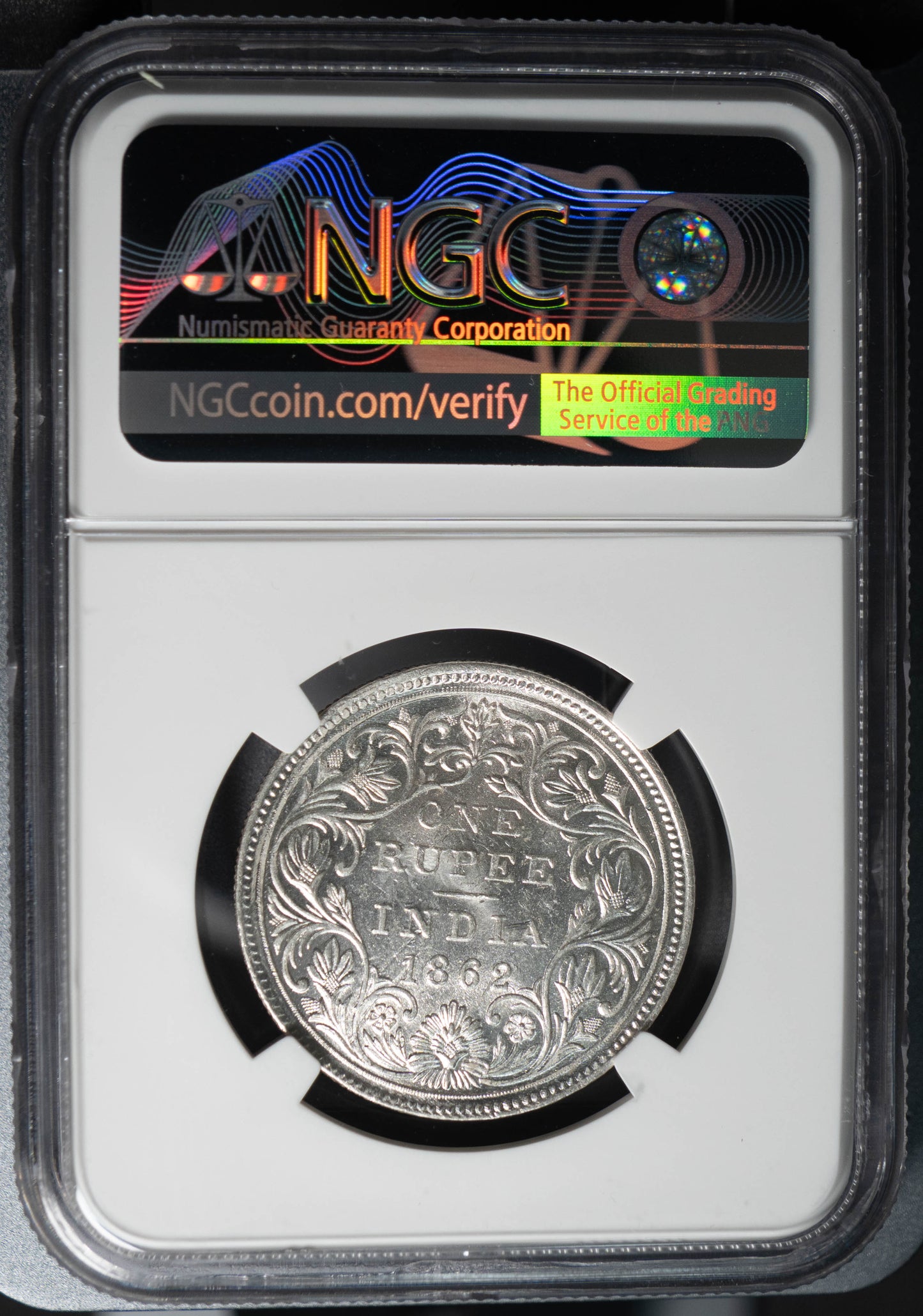 1862 インド 1ルピー 銀貨 NGC MS63 ヴィクトリア