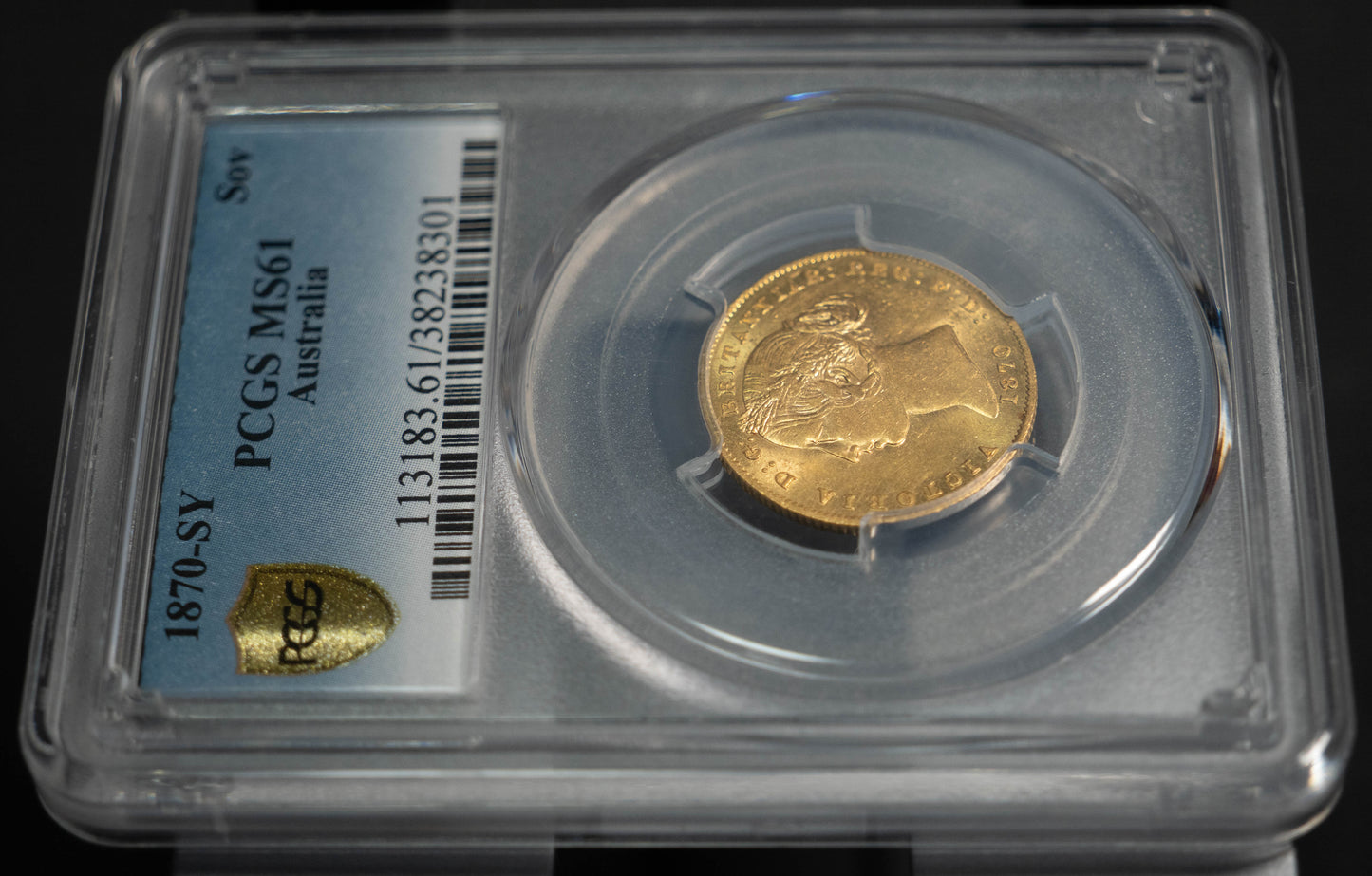 1870 オーストラリア ヴィクトリア女王 ソブリン金貨 PCGS MS61 シドニー バンクシア冠
