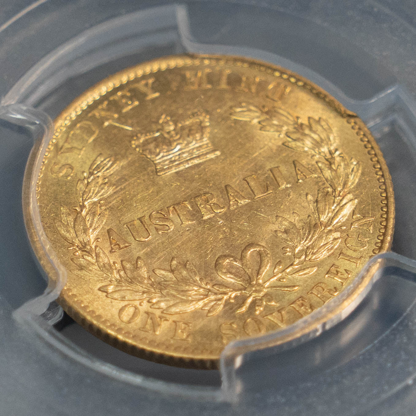 1870 オーストラリア ヴィクトリア女王 ソブリン金貨 PCGS MS61 シドニー バンクシア冠