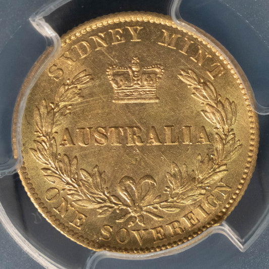 1870 オーストラリア ヴィクトリア女王 ソブリン金貨 PCGS MS61 シドニー バンクシア冠