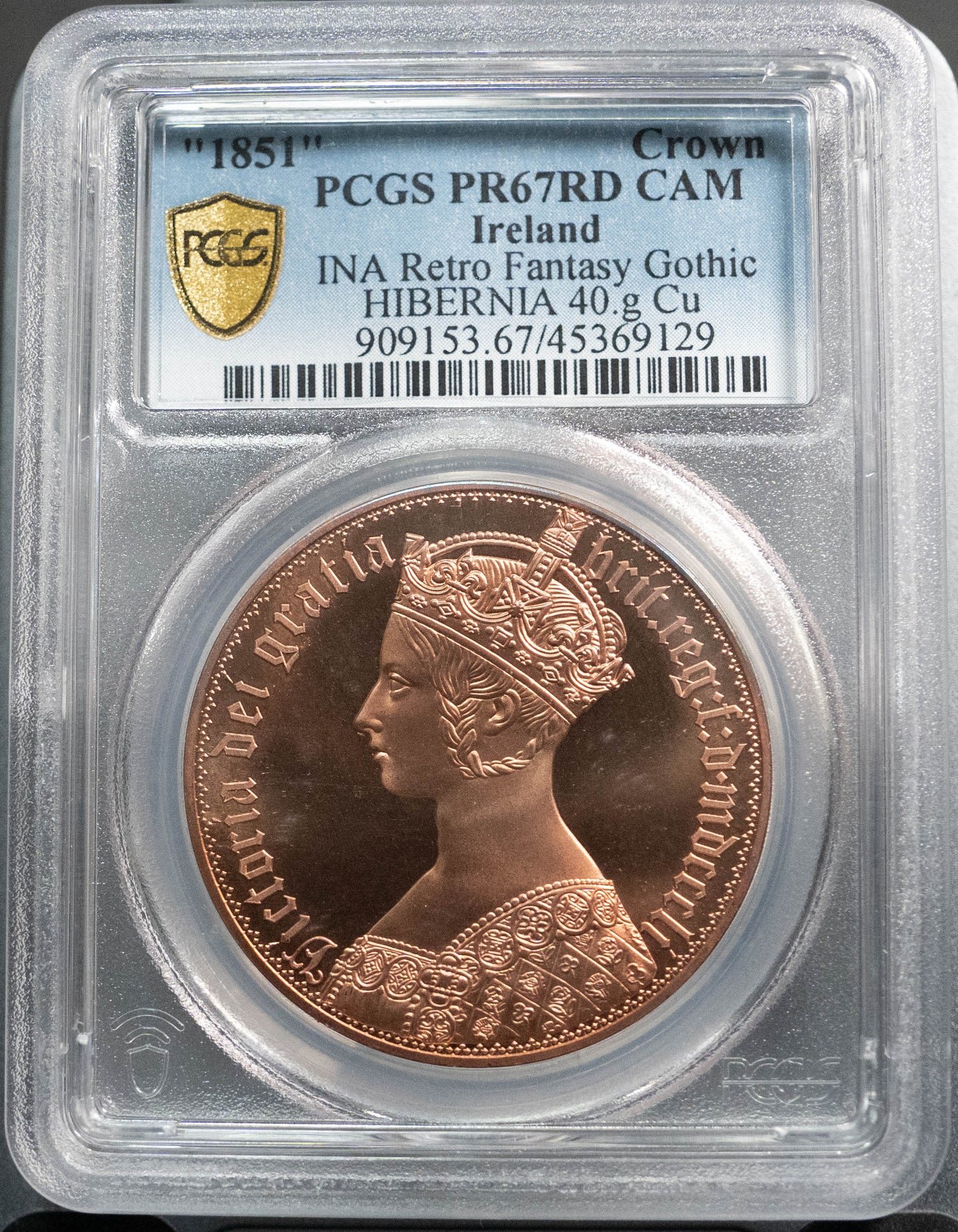 1851 アイルランド INA 銅貨 PCGS PR67RD ゴシッククラウン