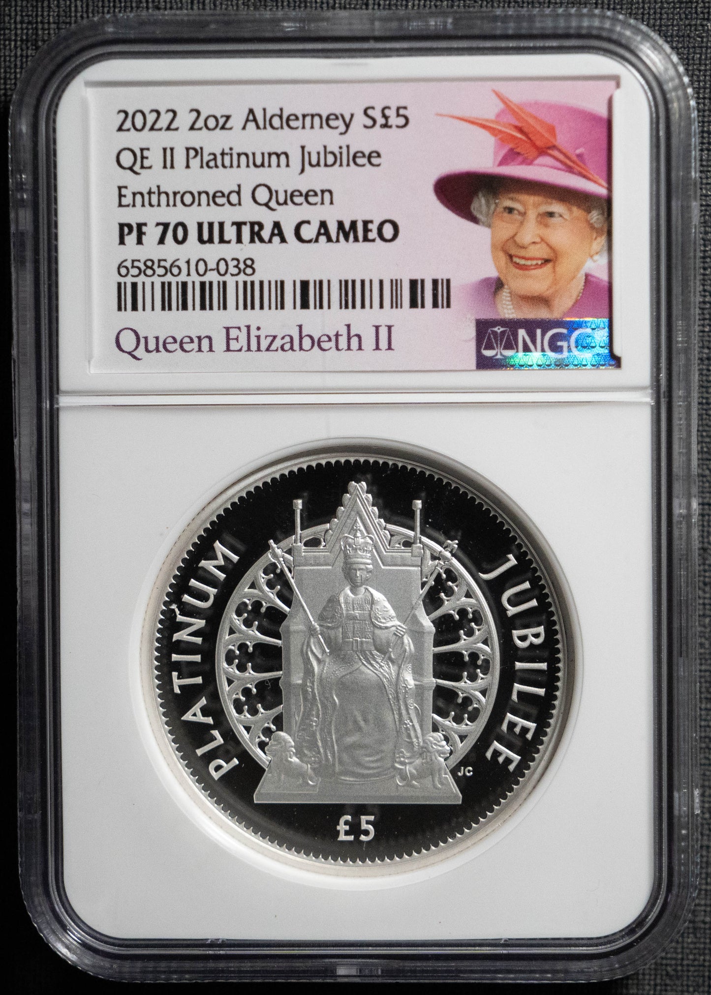 2022 オルダニー 5ポンド 銀貨 NGC PF70UC プラチナジュビリー エリザベス 即位70周年