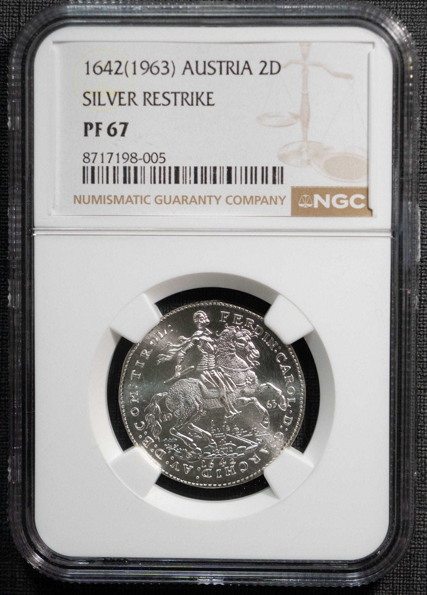 1642 オーストリア 2ダカット 銀貨 NGC PF67 リストライク