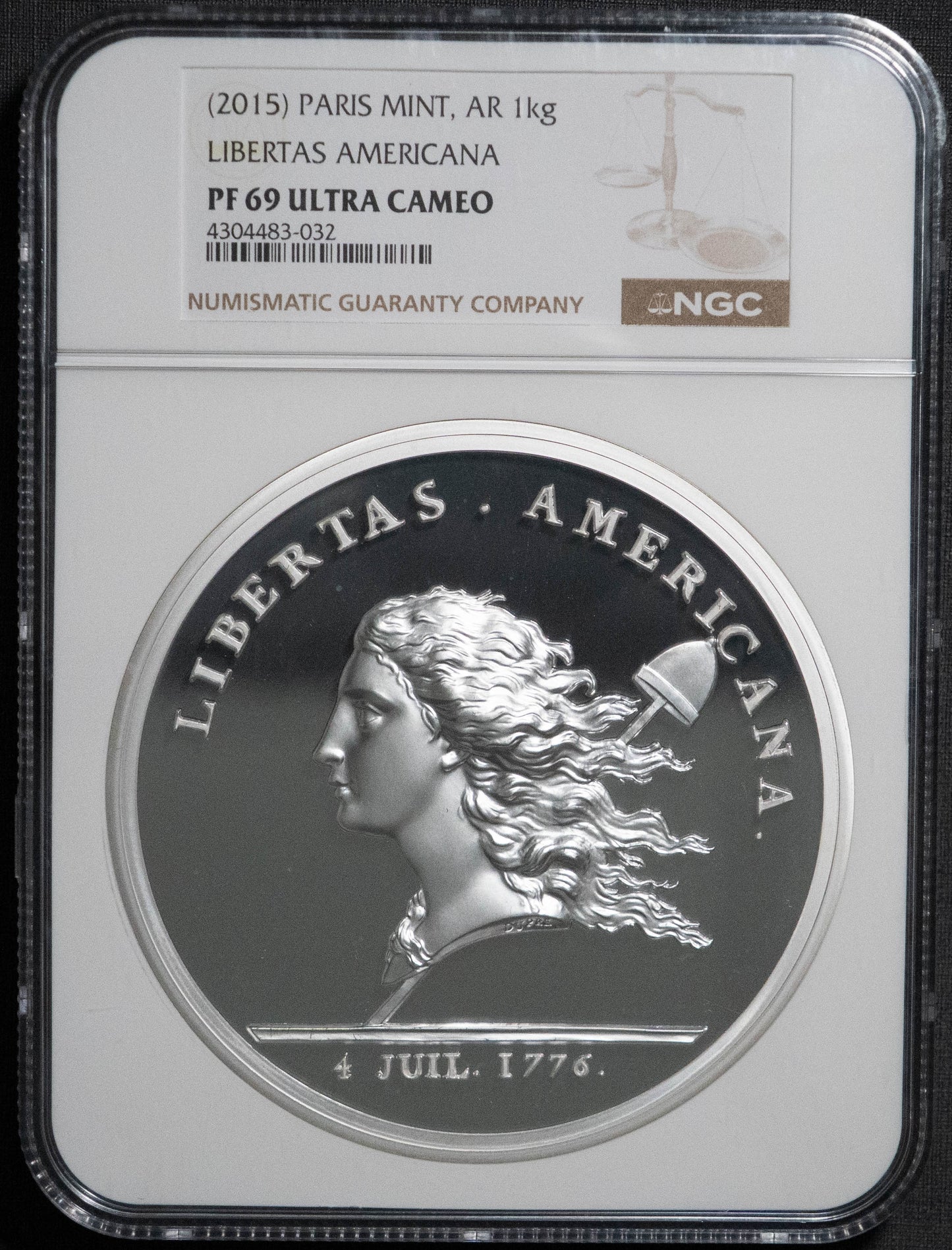 2015 フランス 1㎏ 銀貨 NGC PF69UC リベルタスアメリカーナ