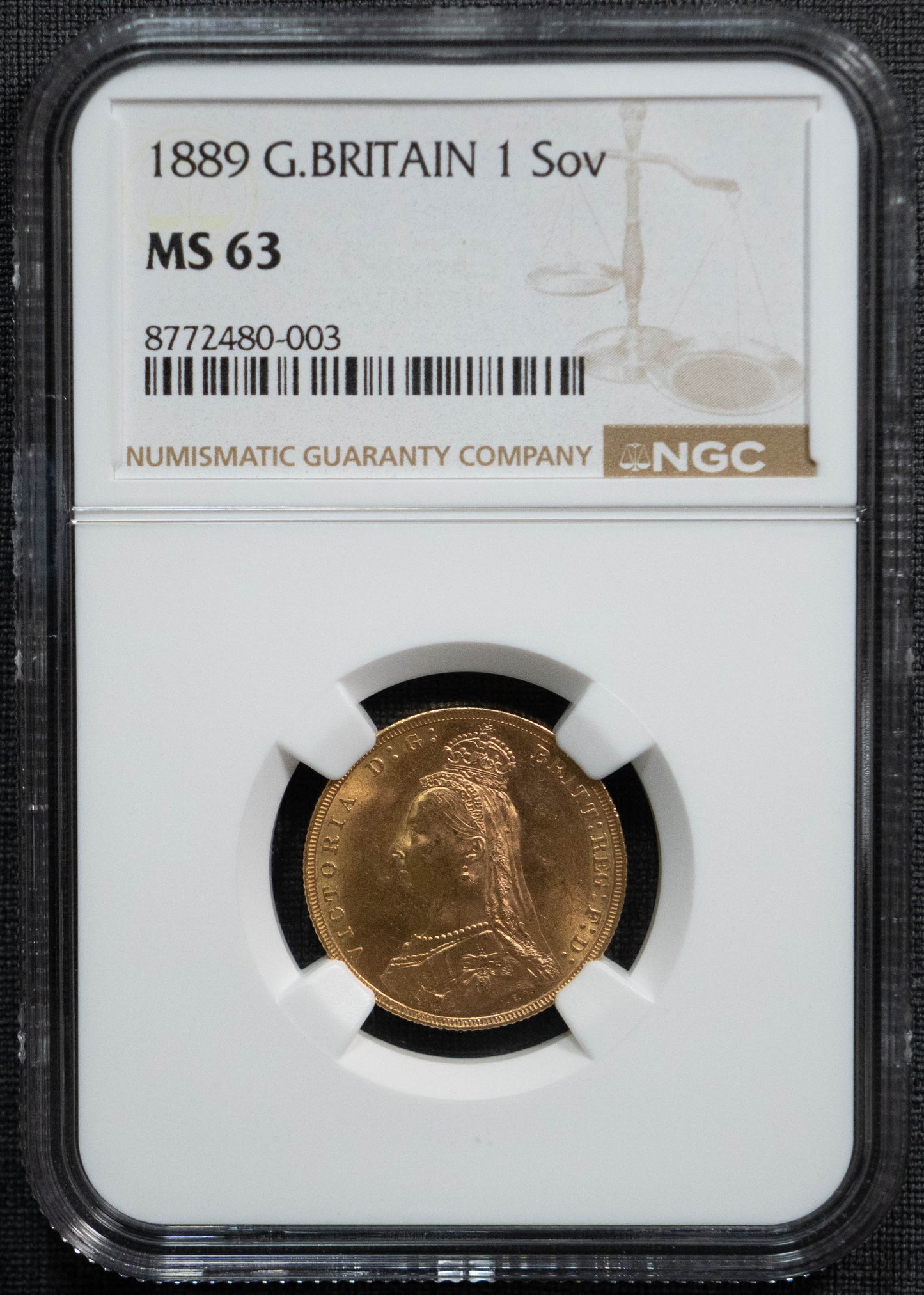1889 イギリス ソブリン 金貨 NGC MS63 ヴィクトリア ジュビリーヘッド