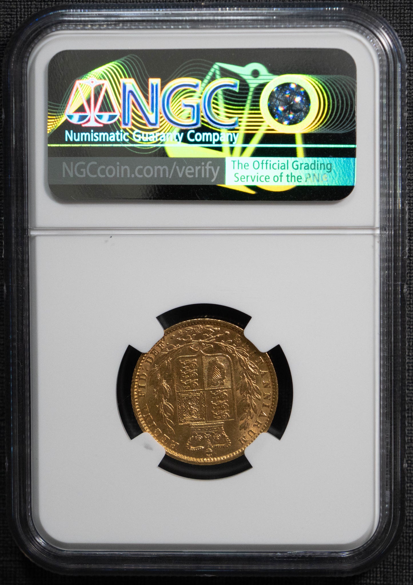 1862年 ヴィクトリア女王 ヤングヘッド ソブリン金貨 NGC AU58 シールド