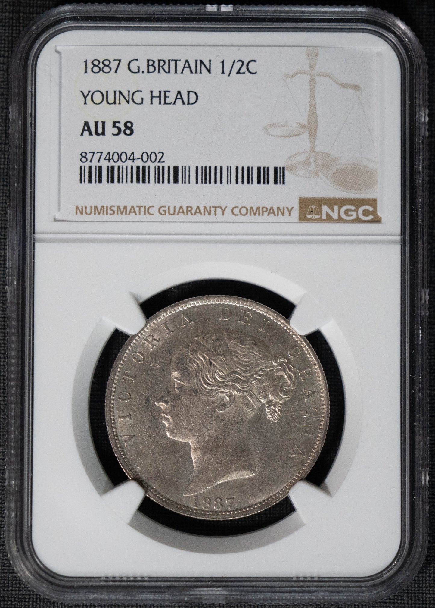 1887 イギリス ハーフクラウン銀貨 NGC AU58 ヴィクトリア ヤングヘッド